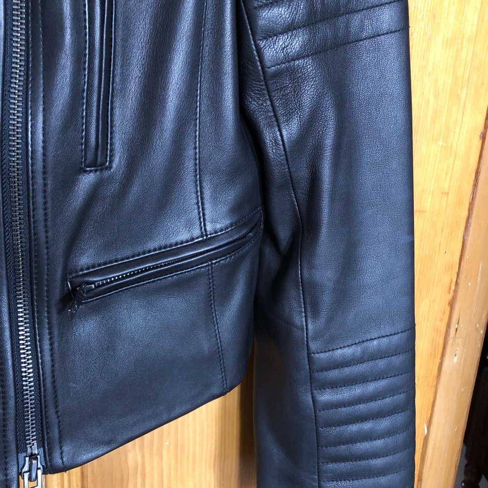 Black Leather Moto Jacket - Picture 5 of 7